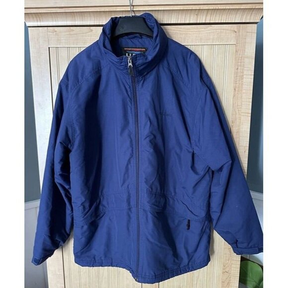 L.L. Bean Vintage Navy Blue Parka Mens Size Large Mid Weight Coat Jacket - Picture 4 of 4